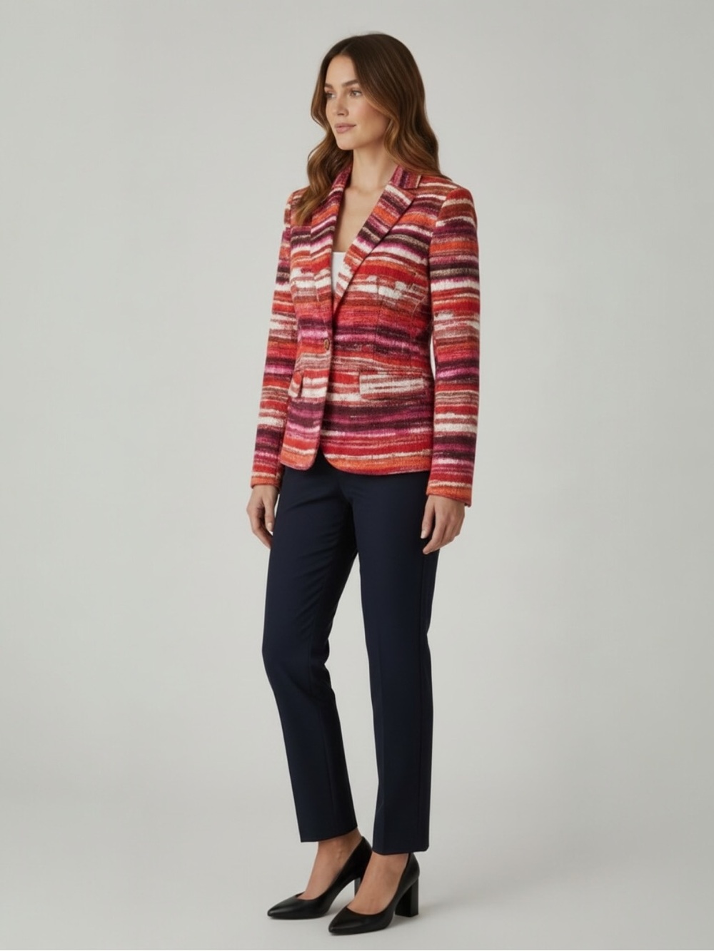 Jones New York classic abstract print stretch professional style blazer size 12